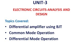 Differential Amplifier using BJT | Differential Mode | Common mode  | ECA | ECAD | Unit-3-1