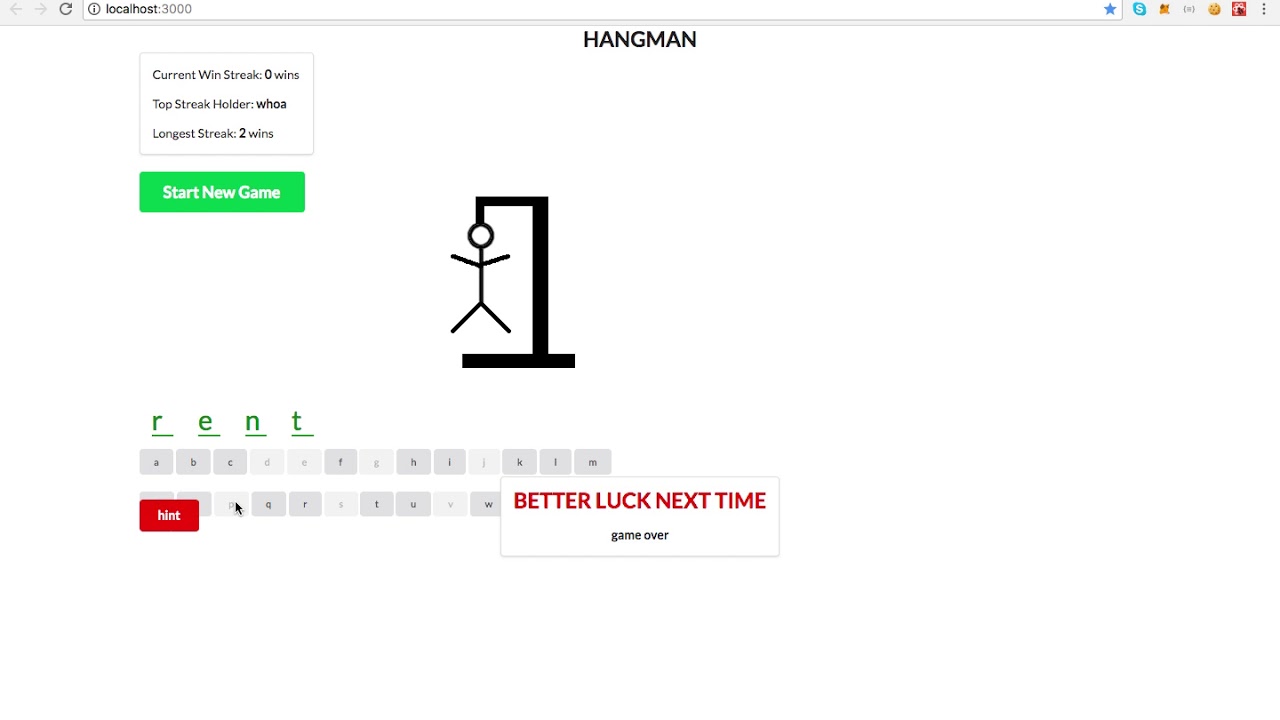 hangman react demo - YouTube