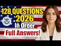 🛑 128 CIVICS QUESTIONS &amp; ANSWERS 2025 -  USCIS Citizenship Intertview (In Order + Full Answers!)