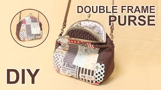 DIY Double clasp frame Purse bag | 더블 프레임 핸드백 | Metal frame clutch bag - Free patterns #sewingtimes