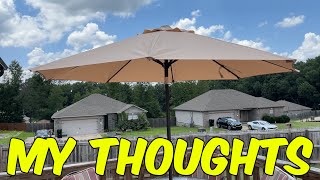 Review of the JEAREY 9 FT Outdoor Patio Umbrella | Push Button Tilt & Crank, Waterproof & More!