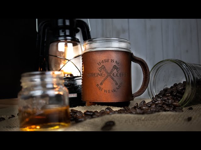 Leather Mason Jar Mug Coozie!