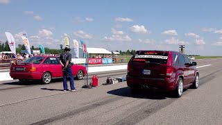 Audi 90 B3 Quattro 4.2T vs Jeep Grand Cherokee 6.1 Kompressor 1/4 mile drag race