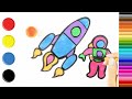 Cómo Dibujar y Colorear un Astronauta | Aprender Colores | Aprender Español y Inglés