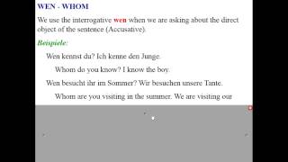 German Question Words: wer, wen, was