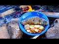 Catching & Cooking Wild Trout Fish n’ Chips Over a Fire!