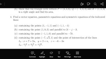 Presenting lines as Vector, parametric and symmetric equations