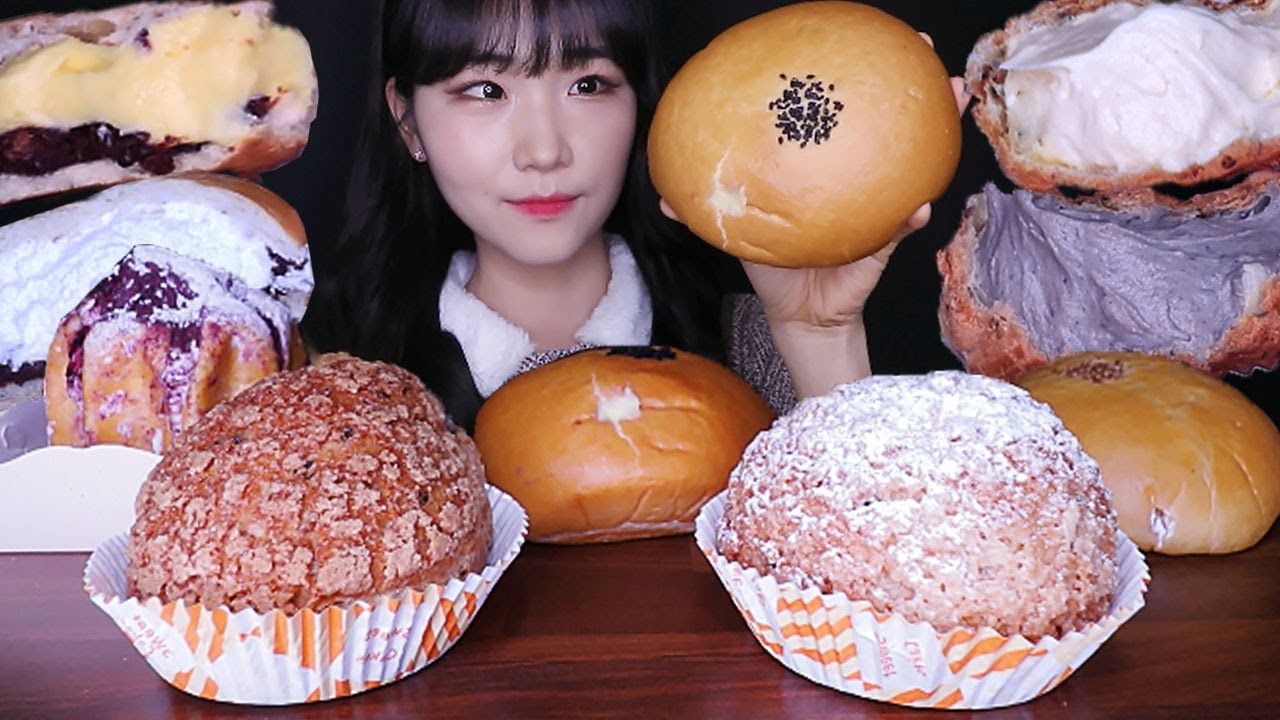 ASMR CREAM BREAD, CREAM CHOUX 쟝블랑제리 비스켓슈, 흑임자슈, 팡도르, 크림빵 먹방 DESSERT MUKBANG EATING SOUND シュークリーム