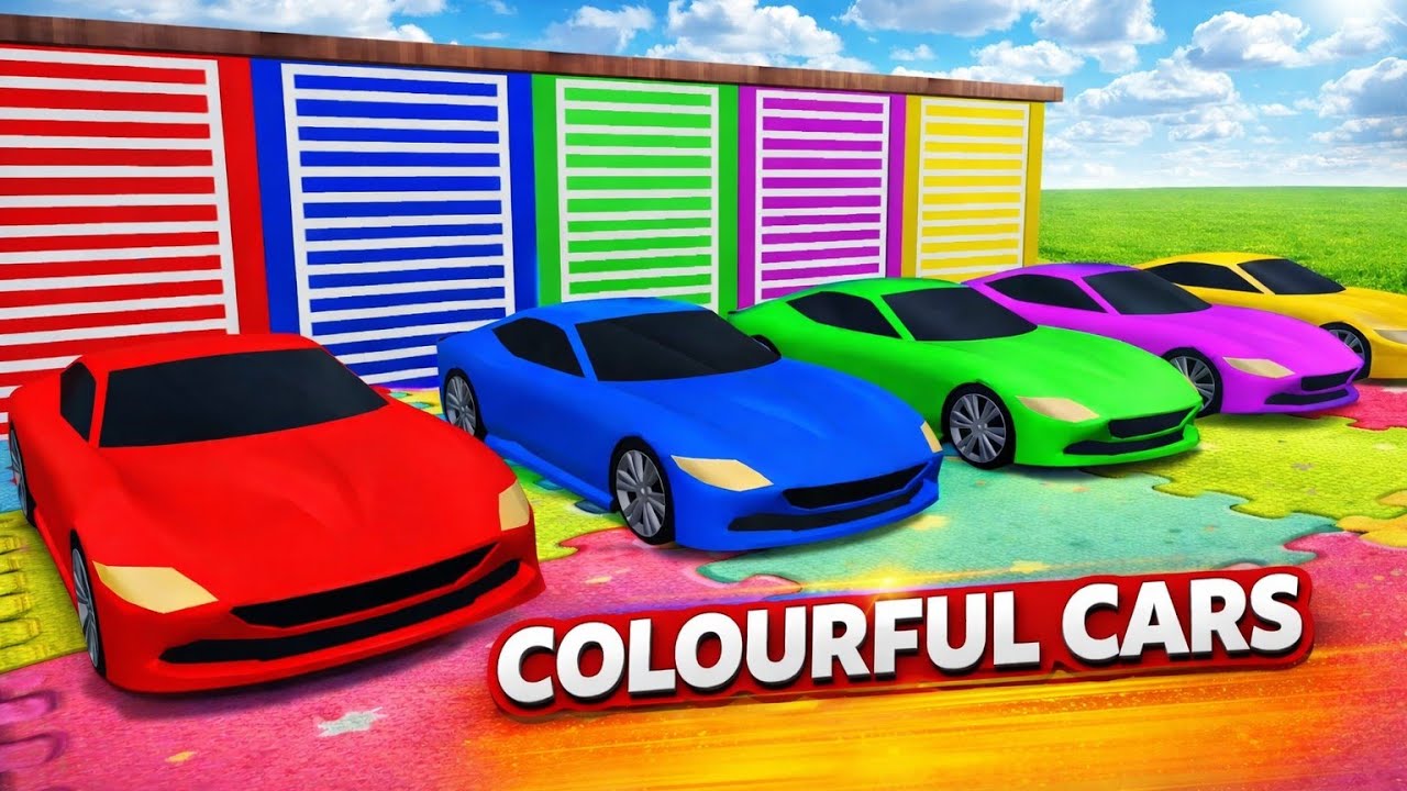 Wheels on the Bus | Car Cartoon for Kids 🚗 | Learn Colors with Cartoon Cars | Nursery Rhymes 