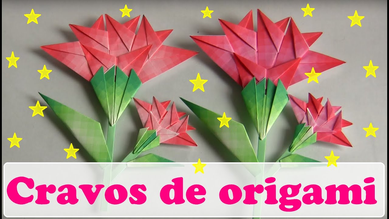 FLOR DE ORIGAMI PLANA CRAVOS VERMELHOS YouTube