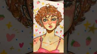 9/380: Drew a cute girly girl with short curly hair. #sketchbook #drawing #curlyhair #girl #art