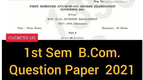 BUSINESS MANAGEMENT         |        1st Sem   B.Com.     Question Paper    2021  #calicut