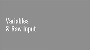 3.3 Variables & Raw Input