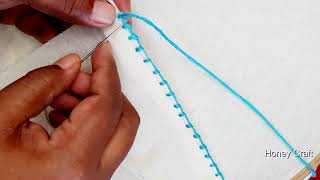 Hand embroidery beautiful beaded edging with sewing needle, Randa embroidery
