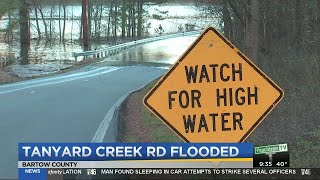 Tanyard Creed Road flooded in Bartow County