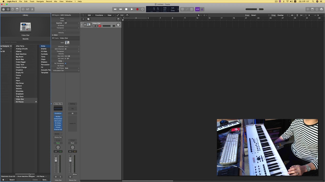 [미디 / 가상악기] 로직 기본 전자 드럼 소리 듣기! logic vsti electronic drum kit YouTube