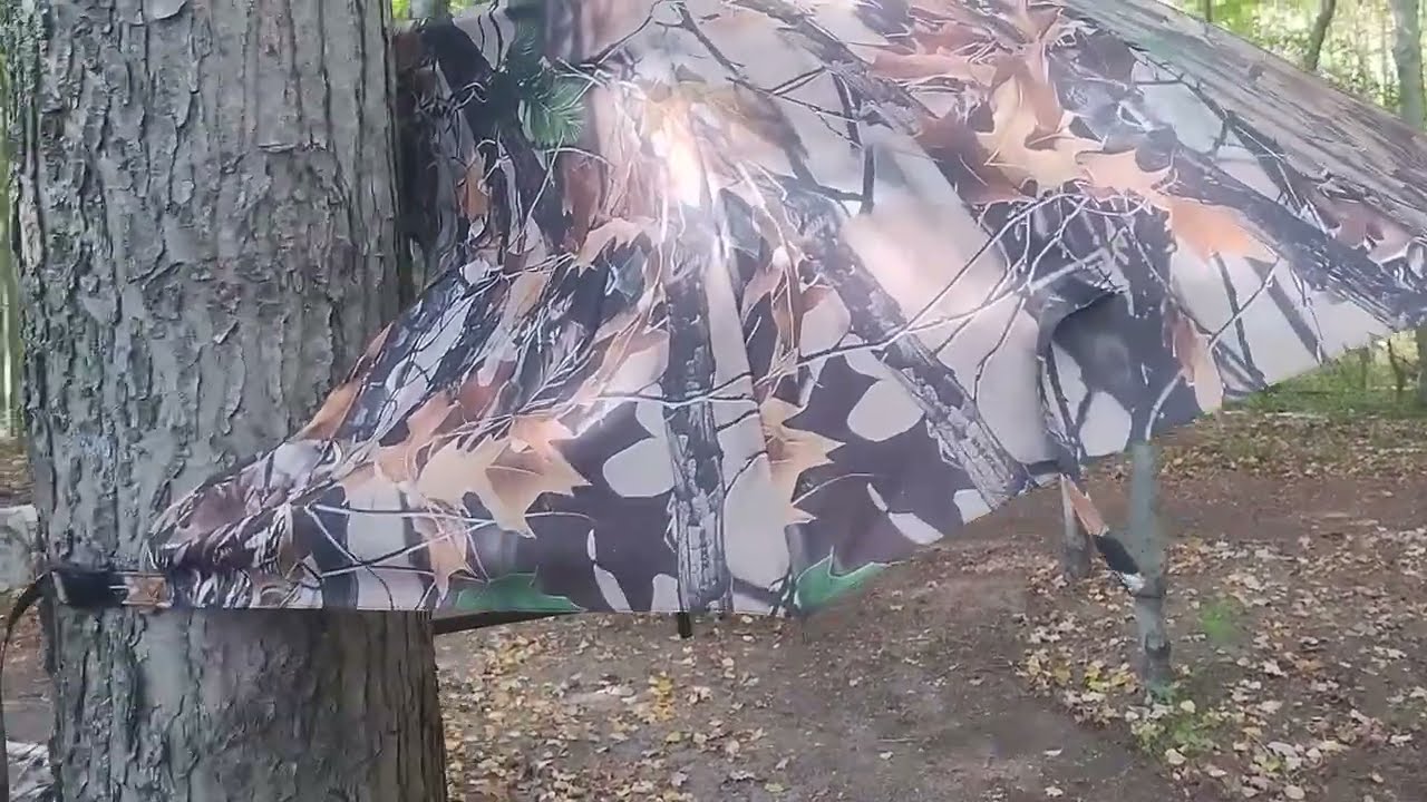 Kalkal Tree Stand Umbrella Review. Camo Umbrella that goes on a tree!