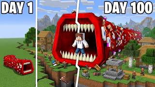 JJ Survived 100 Days as a Powerful TRAIN EATER   Maizen Minecraft Animation
