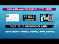 PT03.1| Grouping of Dates | weekly, monthly & quarterly reports | Excel Pivot Tables