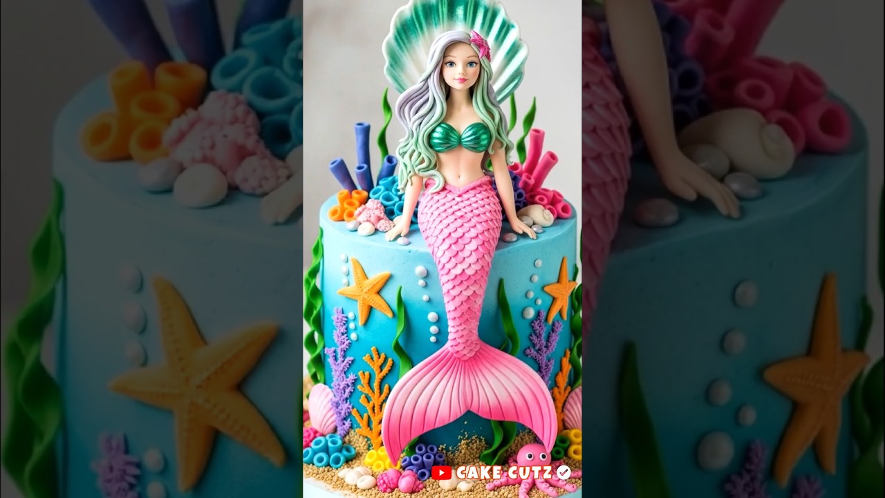 sea shell theme mermaid cake cutting 🎂 