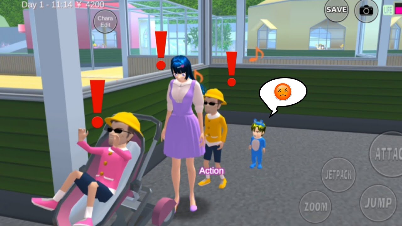 baby taiga ke tempat atom atam, atom tidur di stroller baby taiga | Drama sakura school simulator