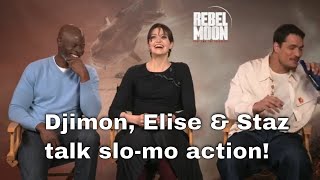 Djimon Hounsou, Elise Duffy & Staz Nair talk slow motion action in Rebel Moon Part 2 - The Scargiver