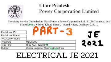 UPPCL JE Electrical 08/09/2021 Part 3 Solved | UPPCL Junior Engineer Electrical