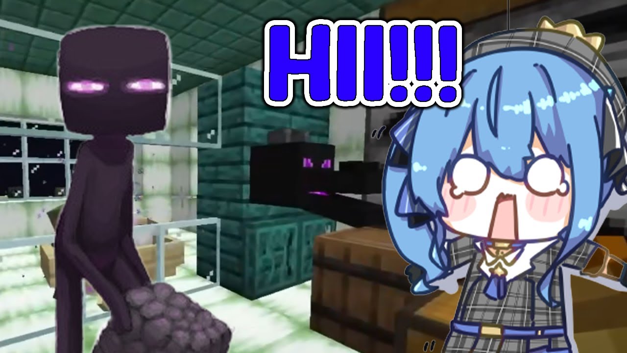 Suisei scared of random things in minecraft