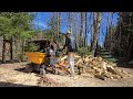 4k , Granate Travelling working with firewood, shorts, thigh high boots