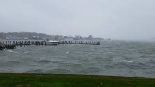Greenport NY entrance to Stirling Harbor during storm 10.27.18