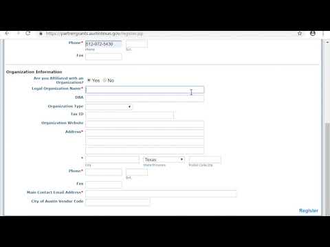 Registering an Organization and Initial User in PartnerGrants