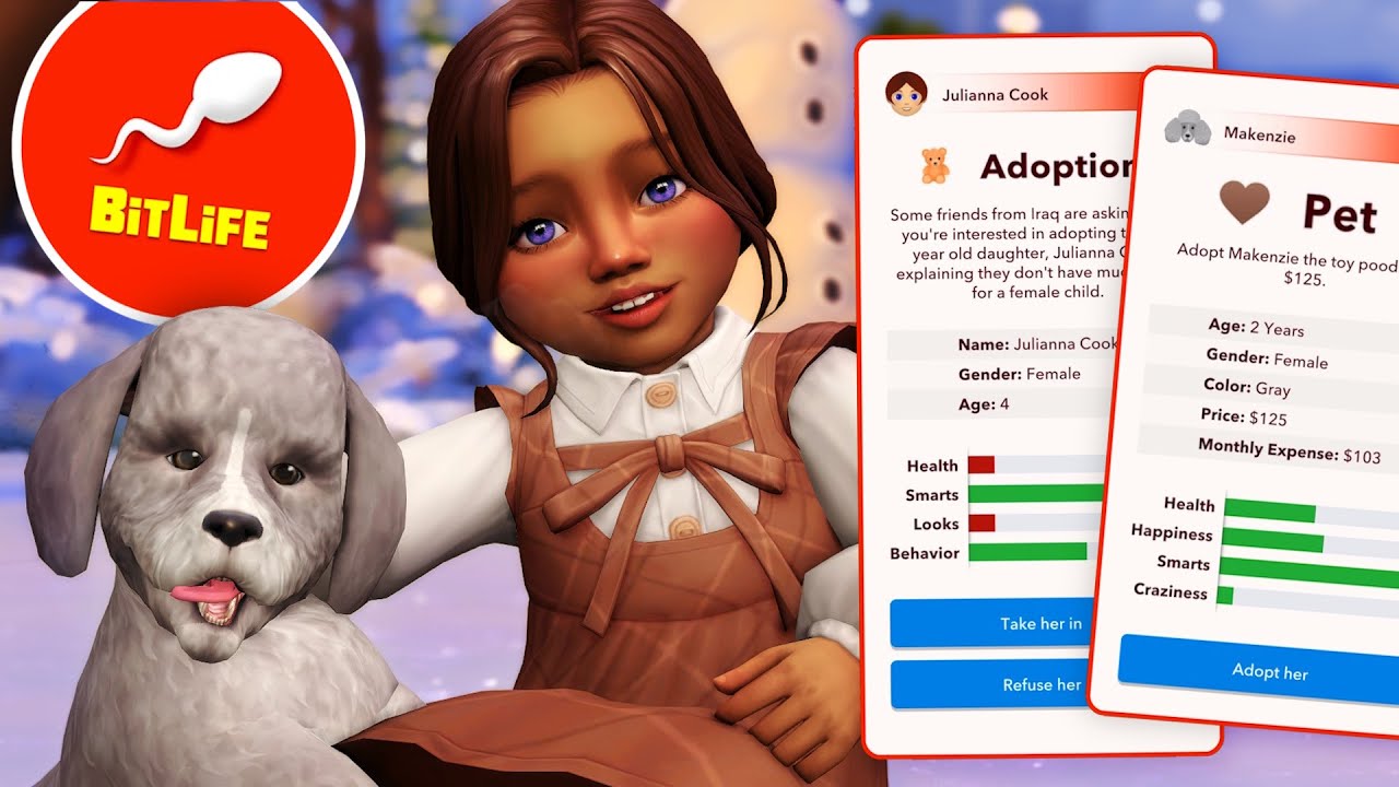 TWO adoptions in 1 episode ??! 👶🐶| Playing Bitlife in The Sims 4 #40