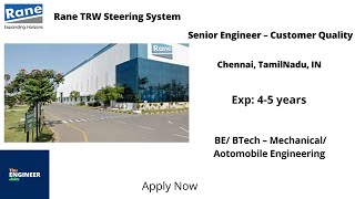 Rane Steering System | Senior Engineer  Customer Quality |  BE/BTech Mechanical/Automobile | Chennai screenshot 4