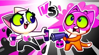 👩‍🎤🦹‍♀️ Pink vs Black Challenge Song | Purr-Purr Songs for Kids