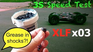 XLF X03 1/10 4WD Brushless RC 3S SPEED TEST and Greased Shocks