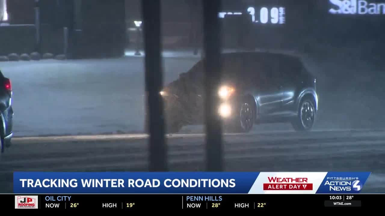 Drivers navigate snow covered roads on New Year’s Eve - YouTube
