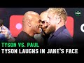 Mike tyson vs jake paul tyson laughs in jakes face  face off