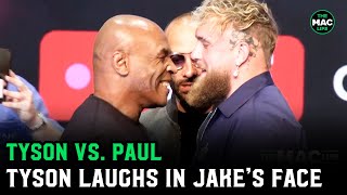 Mike Tyson Vs Jake Paul Tyson Laughs In Jakes Face Face Off