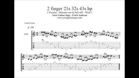 365 Guitar Plan | Tuesday |  Wk 1 | Hammer-ons & Pull-offs | 2 Finger | 21s 32s 43s hp