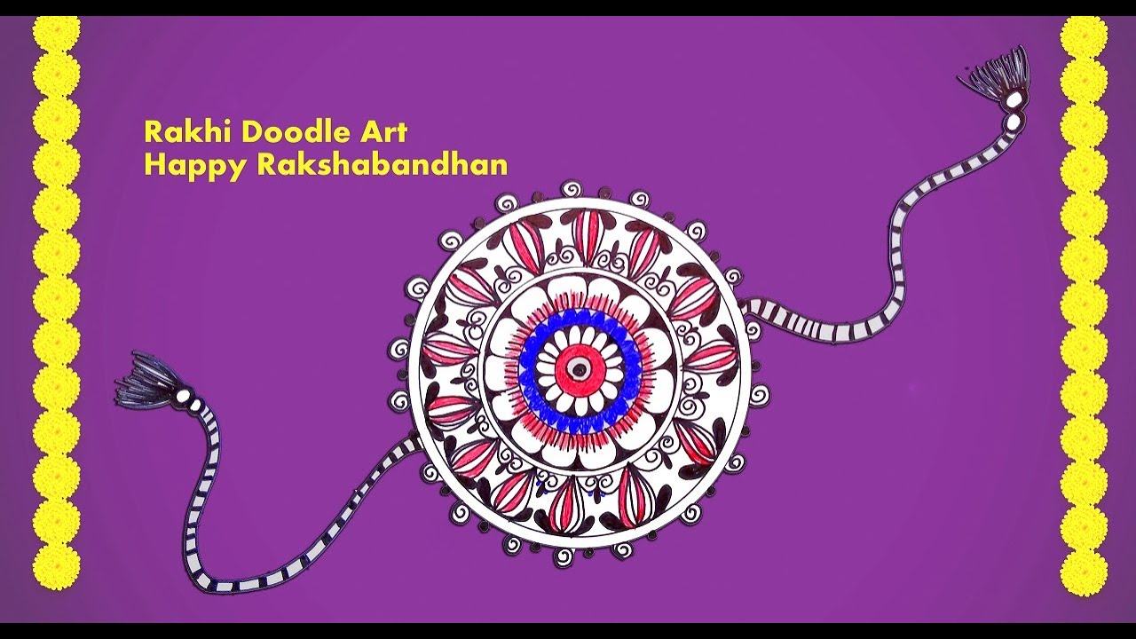 HOW TO MAKE RAKHI DOODLE ARTBEAUTIFUL RAKHI DRAWING MANDALA ARTLINE ART RAKGIHAPPY RAKSHA