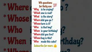 💯10 common English questions|learn English Easily|practice English speaking#english#whquestions#fyp