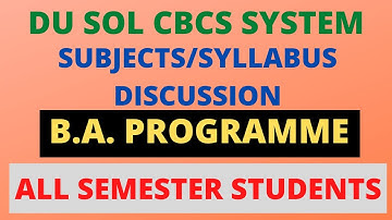 DU SOL BA PROG CBCS Semester Syllabus Semester- 3,4,5 Complete Syllabus SOL DU