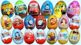 20 Surprise Eggs Kinder Surprise Disney Pixar Cars 2 Thomas Spongebob