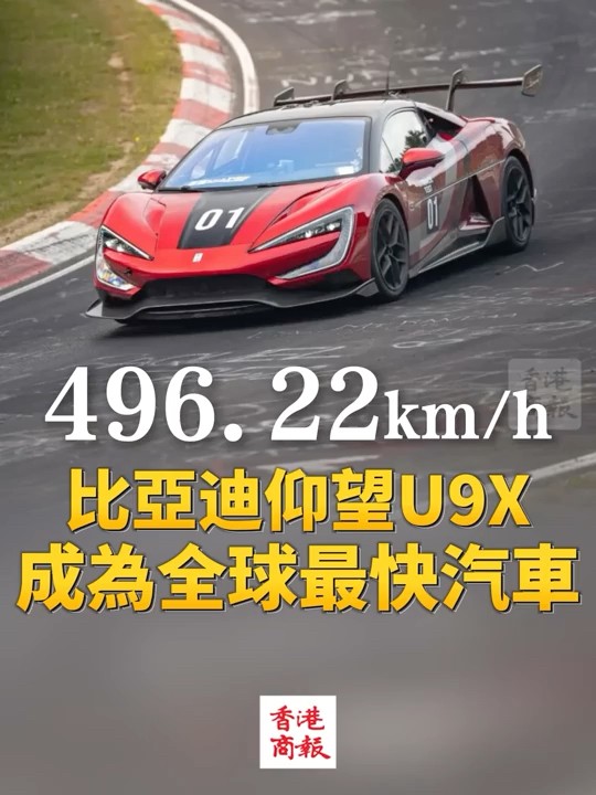【496.22km/h！比亞迪仰望U9X成為全球最快汽車】