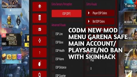 CODM MOD MENU GARENA SAFE MAIN ACCOUNT/PLAYSAFE/NO BAN WITH SKINHACK 