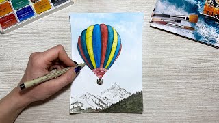 Как нарисовать воздушный шар акварелью / How to draw a balloon with watercolors