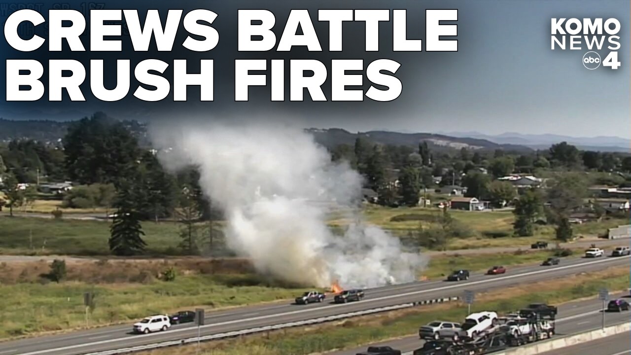 Crews battle brush fires along SR 167 in Auburn as traffic backs
