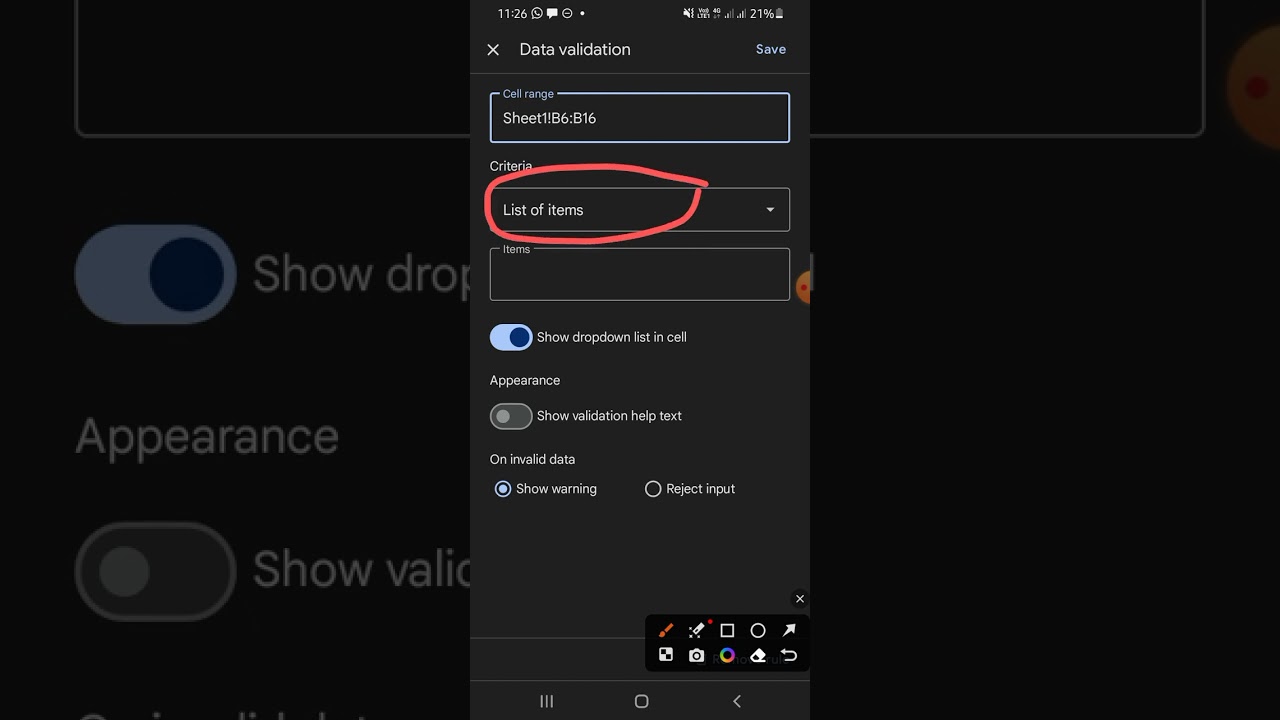 How to Create Options in Google Sheets | Android Mobile Phone