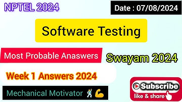Software Testing | Week 1 Quiz | Assignment 1 Solution | NPTEL | SWAYAM 2024
