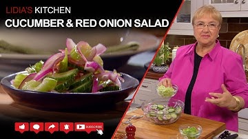 Komkommer- en rode uiensalade met honing, azijn en selderij